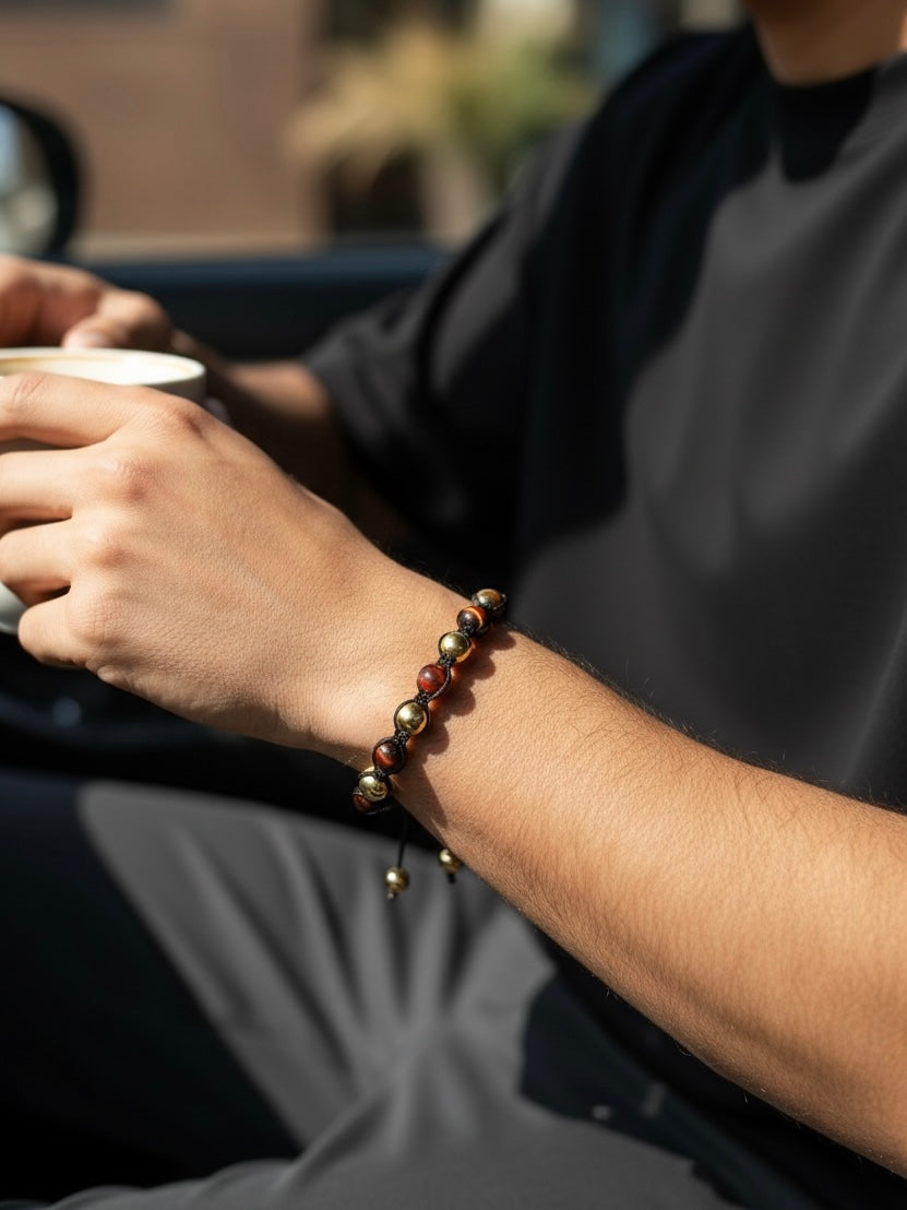 Tigers-Eye Gold Prestige Makramee-Armband