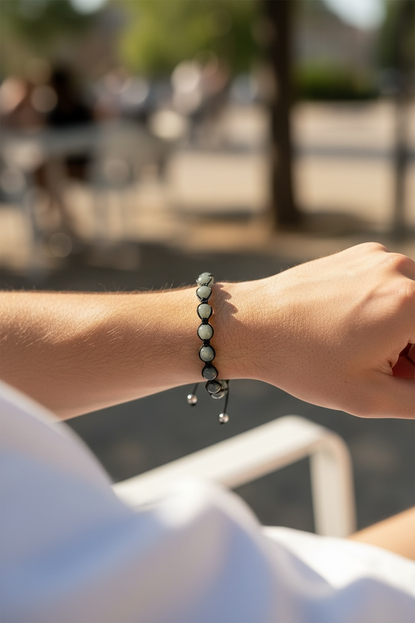 Sky Stone Jade Makramee-Armband