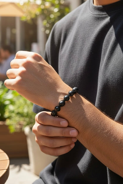 Black Onyx Makramee-Armband